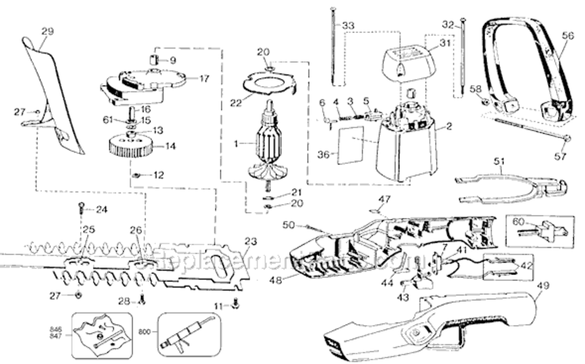 Page A Diagram and Parts List for 8144 Type 7 Black and Decker Hedge Trimmer